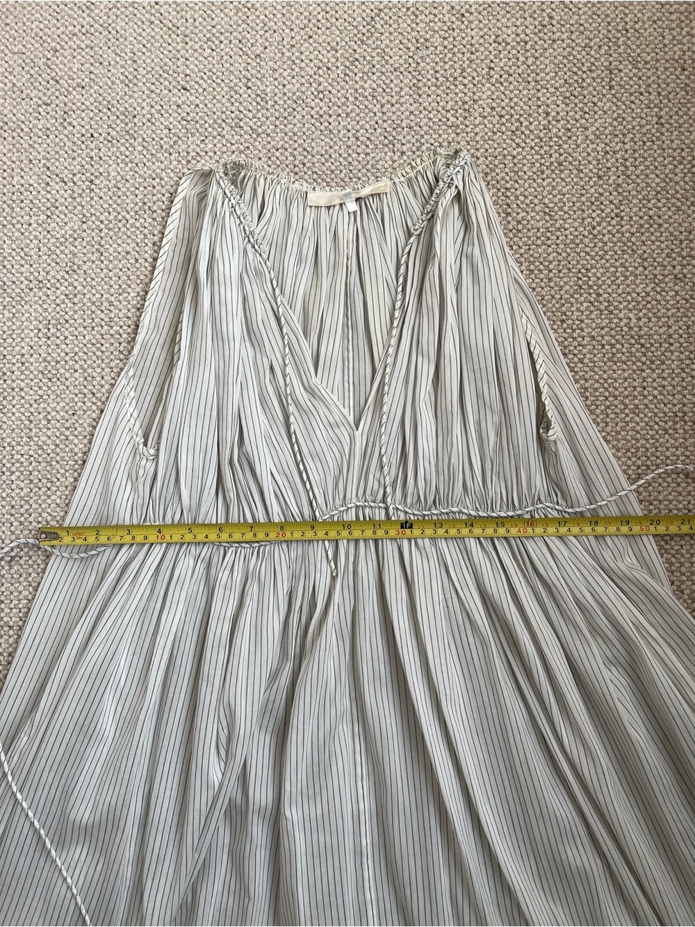 3.1 Phillip Lim White + Light Gray Striped Grecian style Midi Dress | Size 4 - Picture 9 of 11